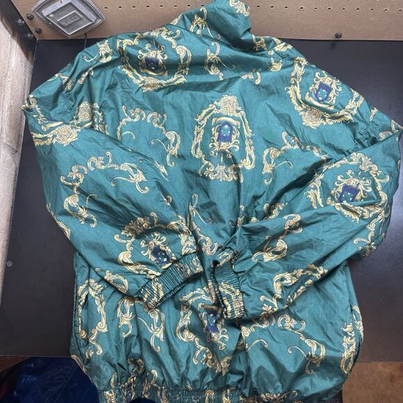 Slade Vintage 80’s Windbreaker Track Jacket Size XL Green & Gold Pattern - Picture 6 of 6
